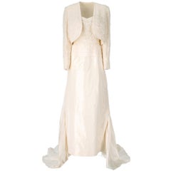 1990er Mosé Hochzeitskleid mit Schleppe