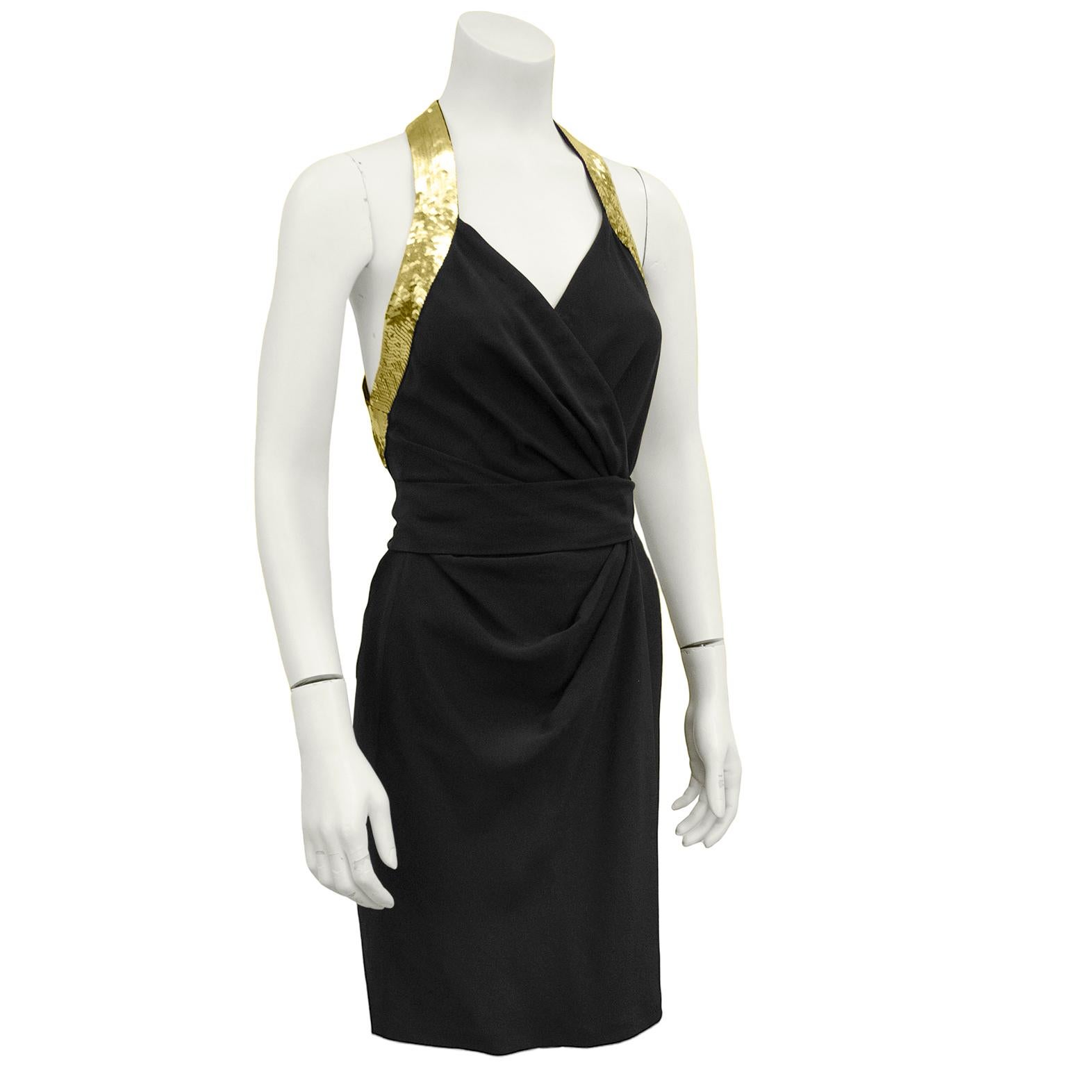 black dress with gold trim