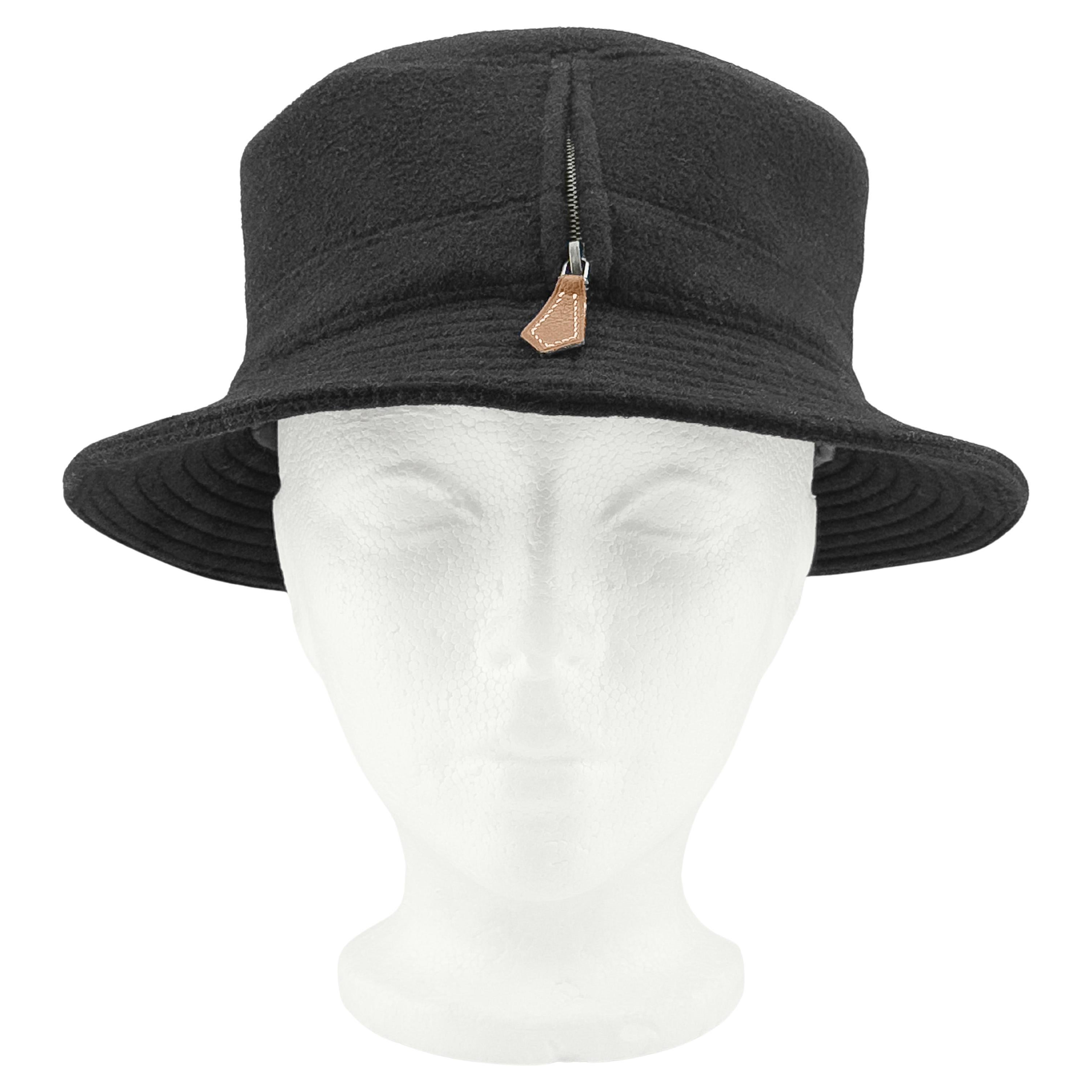 1990
s Motsch for Hermes 100% Black Cashmere Bucket Hat