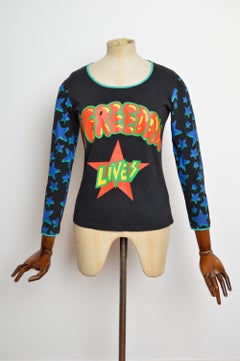 Maglietta a maniche lunghe con stampa a stelle colorata "MR FREEDOM" degli anni '90