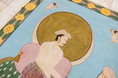 1990s Mughal Indian Painted Cloth with Imperial Court Scene