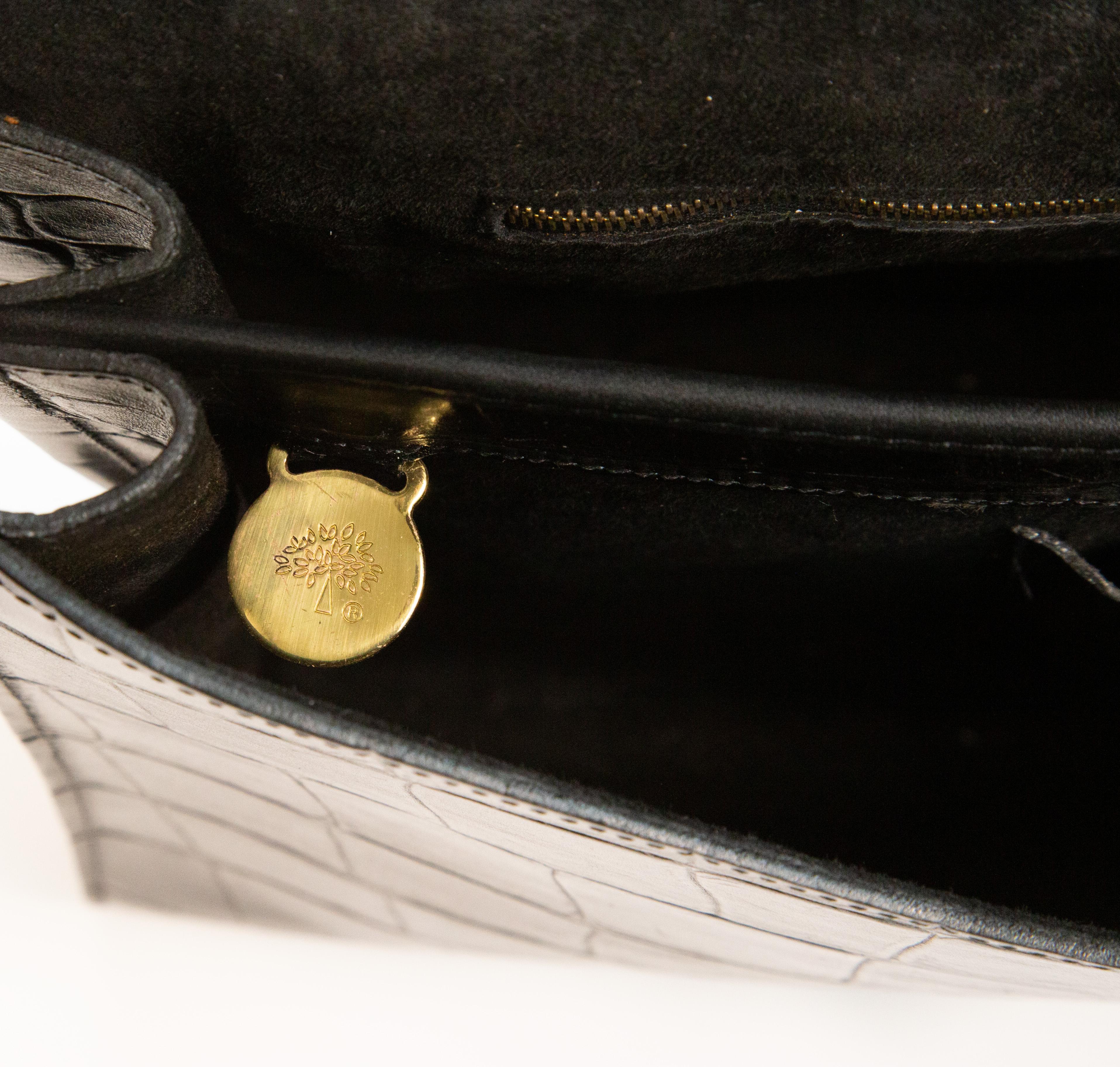 Borsa per computer portatile Mulberry anni '90 in pelle nera Congo in vendita 6