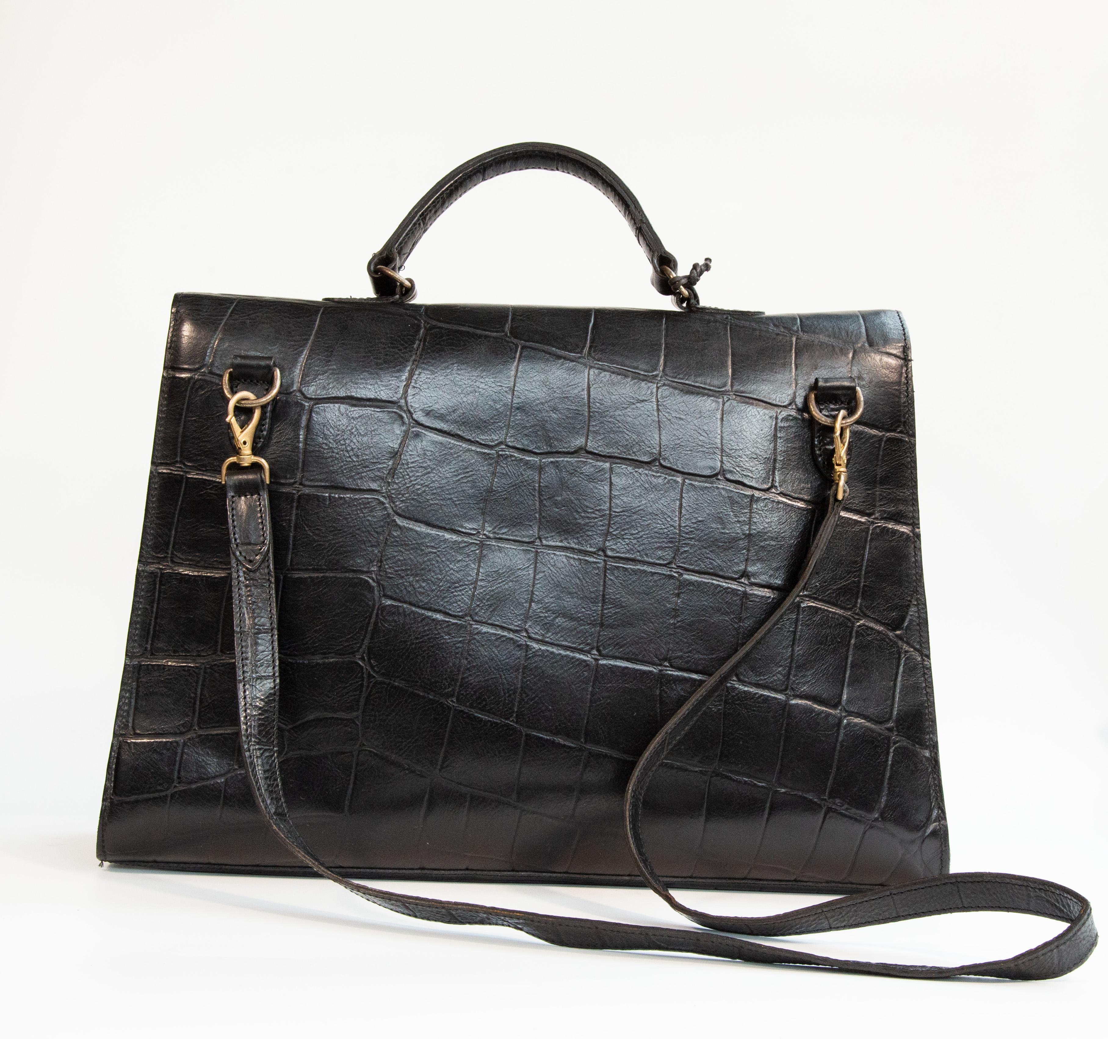 Nero Borsa per computer portatile Mulberry anni '90 in pelle nera Congo in vendita