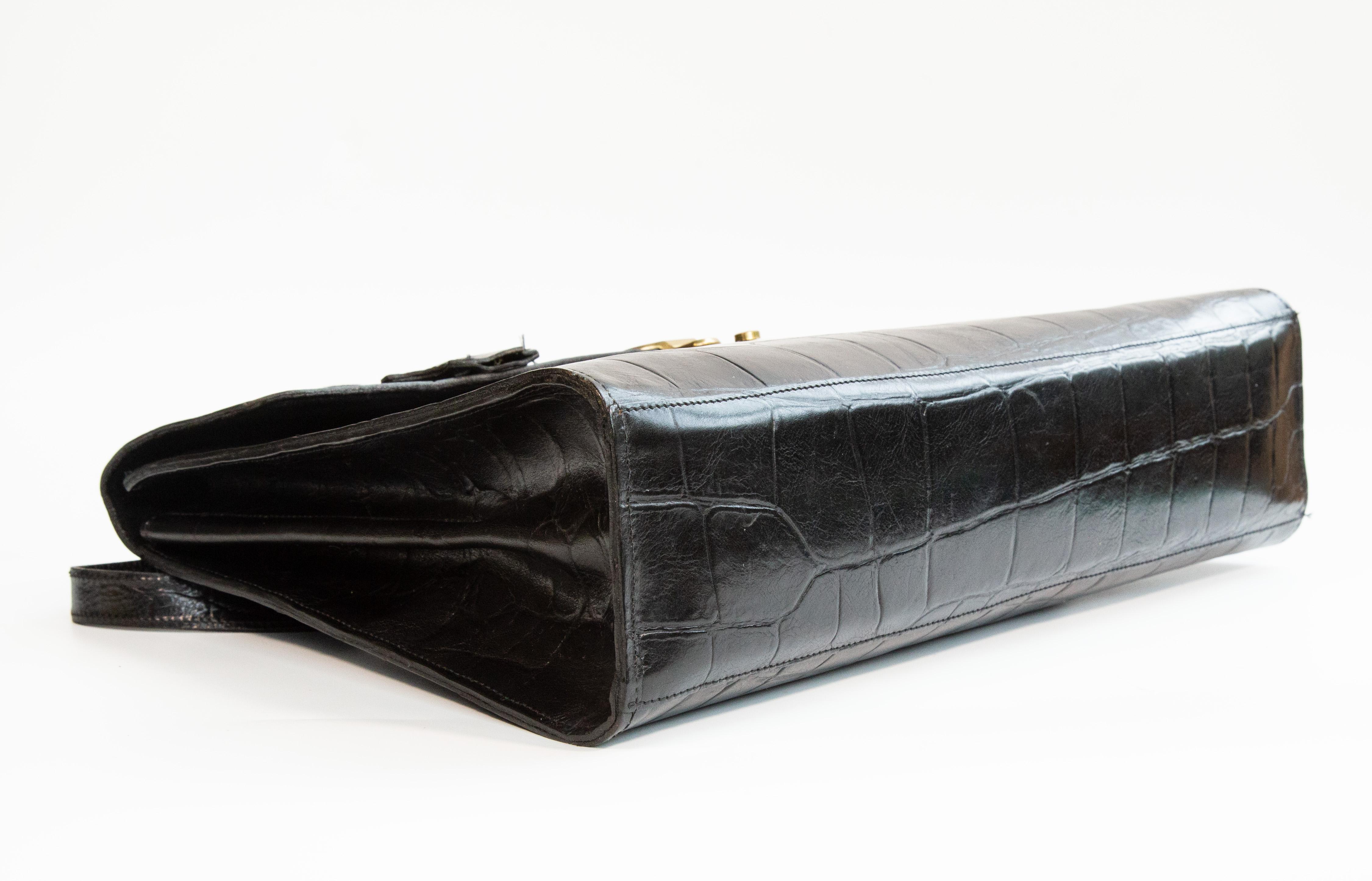 Borsa per computer portatile Mulberry anni '90 in pelle nera Congo in vendita 2
