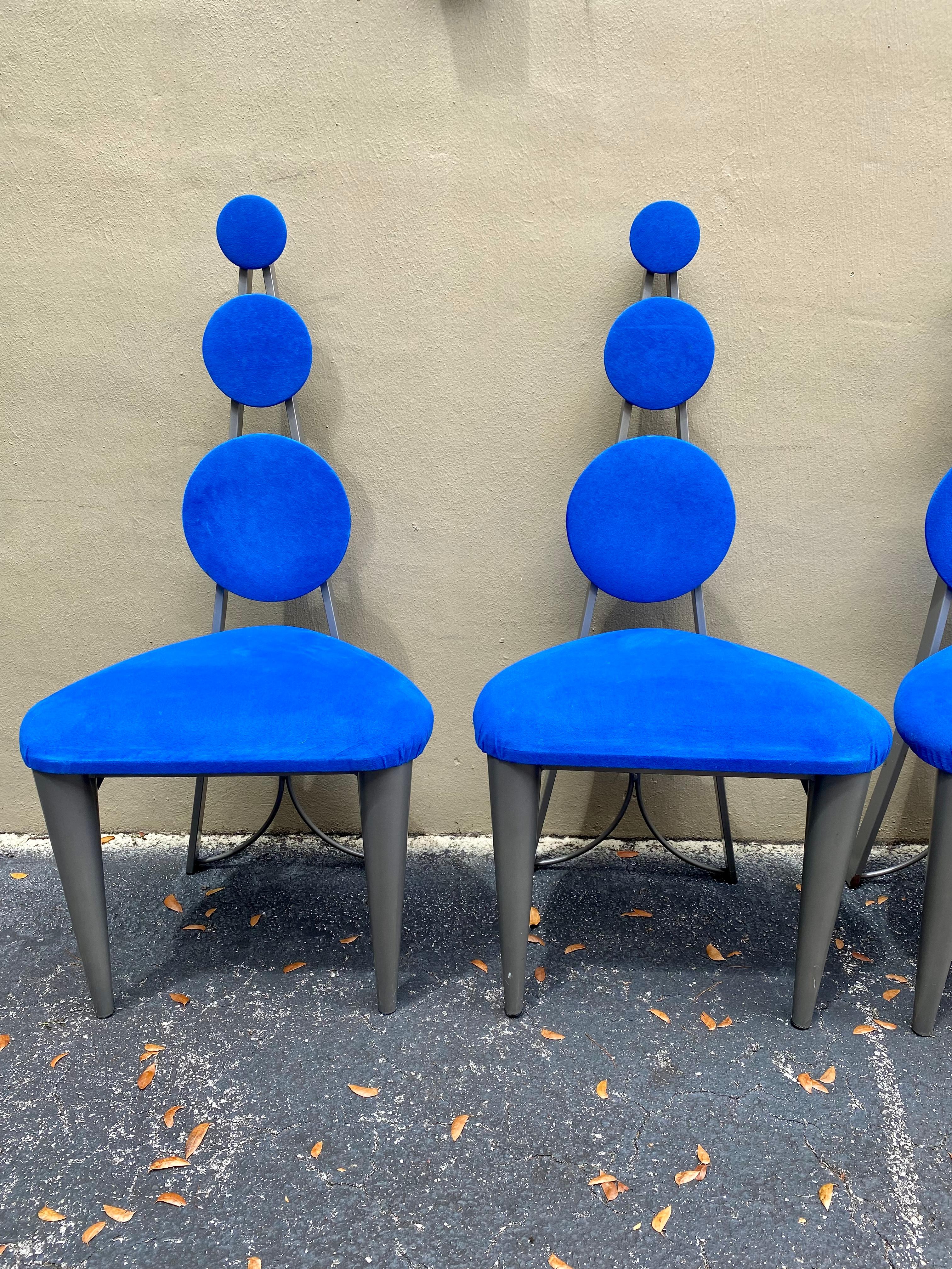 1990s Multi-Colored Sculptural Memphis Style Dining Table & 6 Chairs For Sale 3
