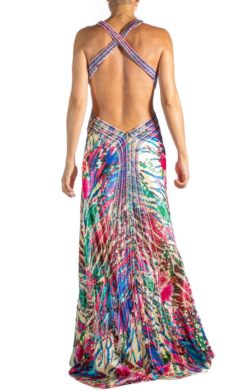 Robe en soie pailletée multicolore des années 1990 Pour femmes en vente