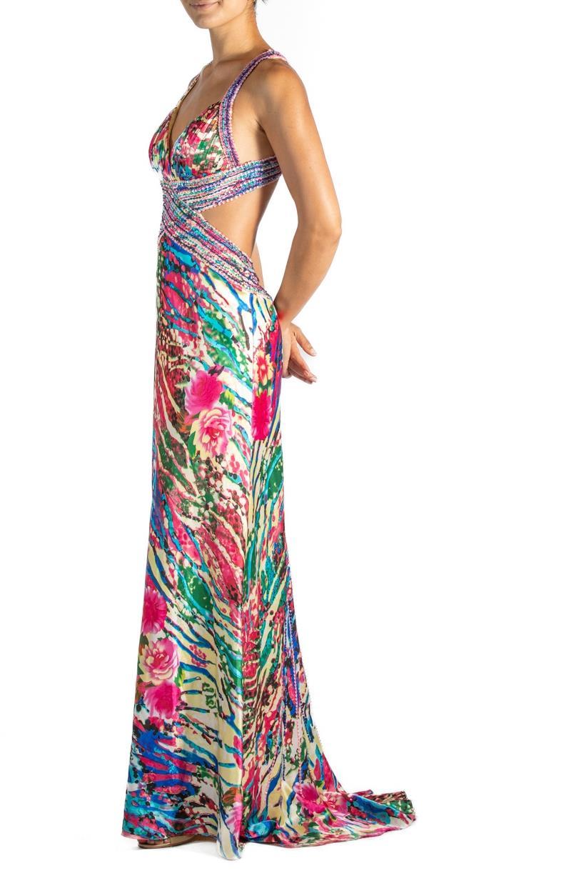 Robe en soie pailletée multicolore des années 1990 en vente 3