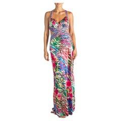 1990S Multicolor Sequined Silk Gown