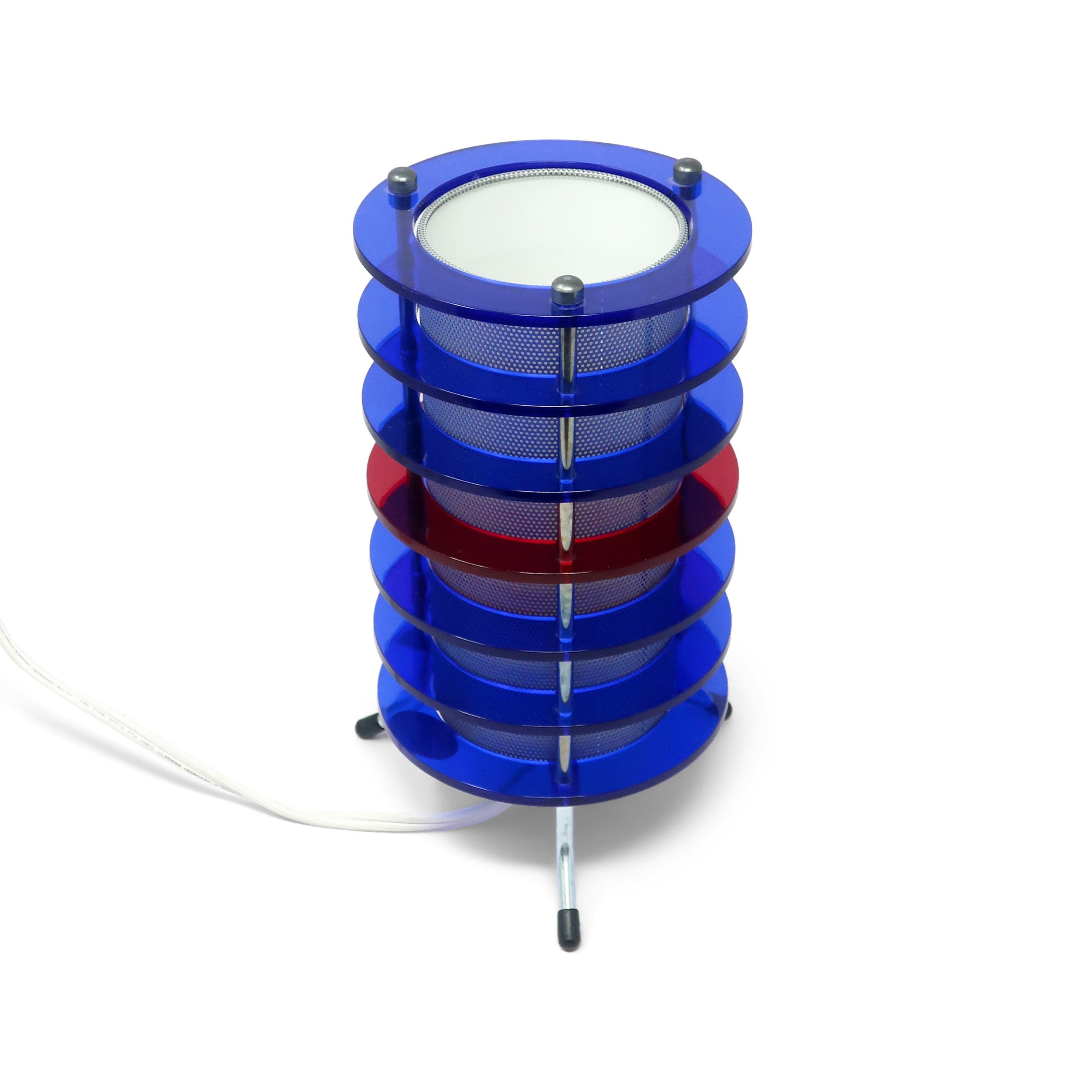 Post-Modern 1990s Multicolored Lucite and Chrome Time Tunnel Lamp