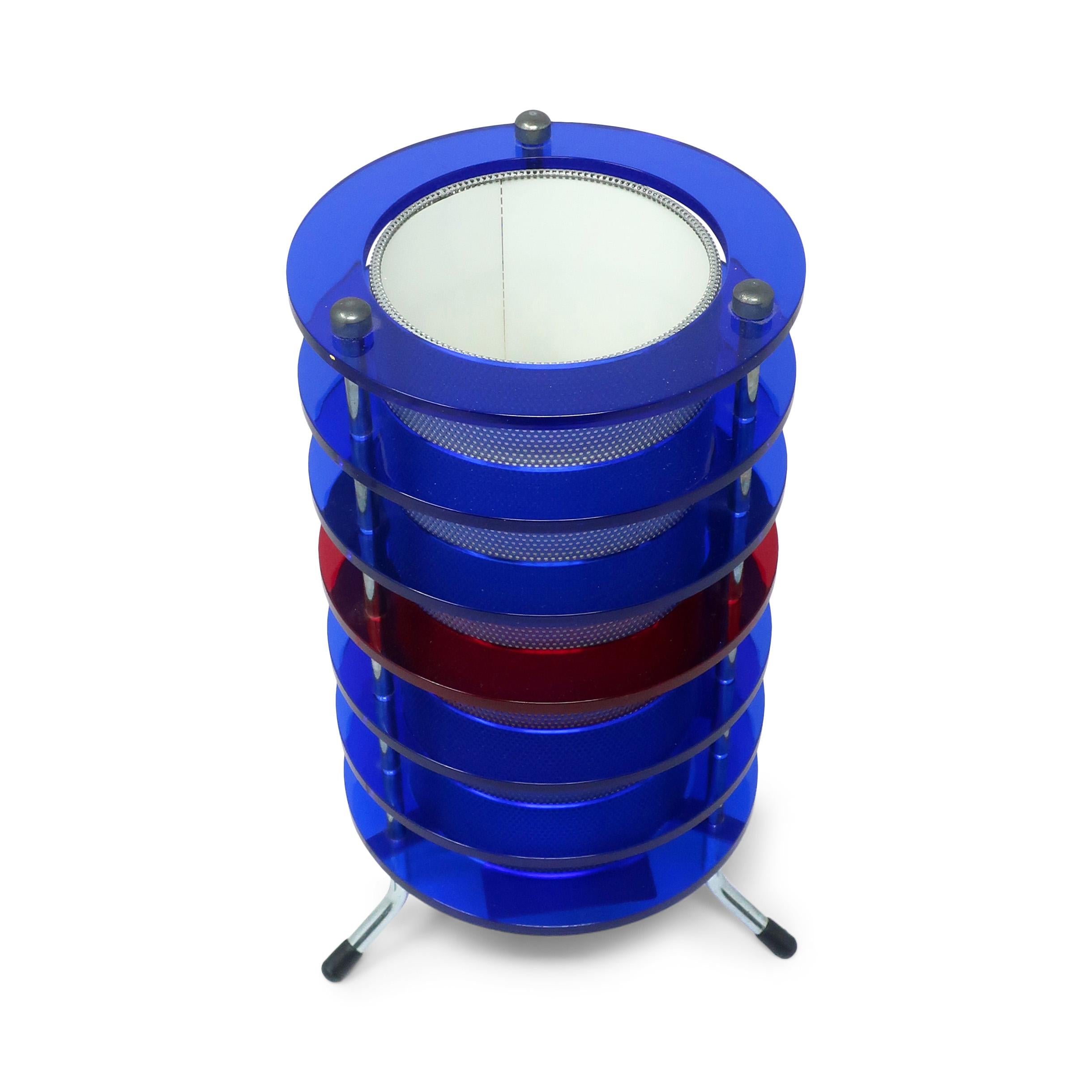 1990s Multicolored Lucite and Chrome Time Tunnel Lamp In Good Condition In Brooklyn, NY