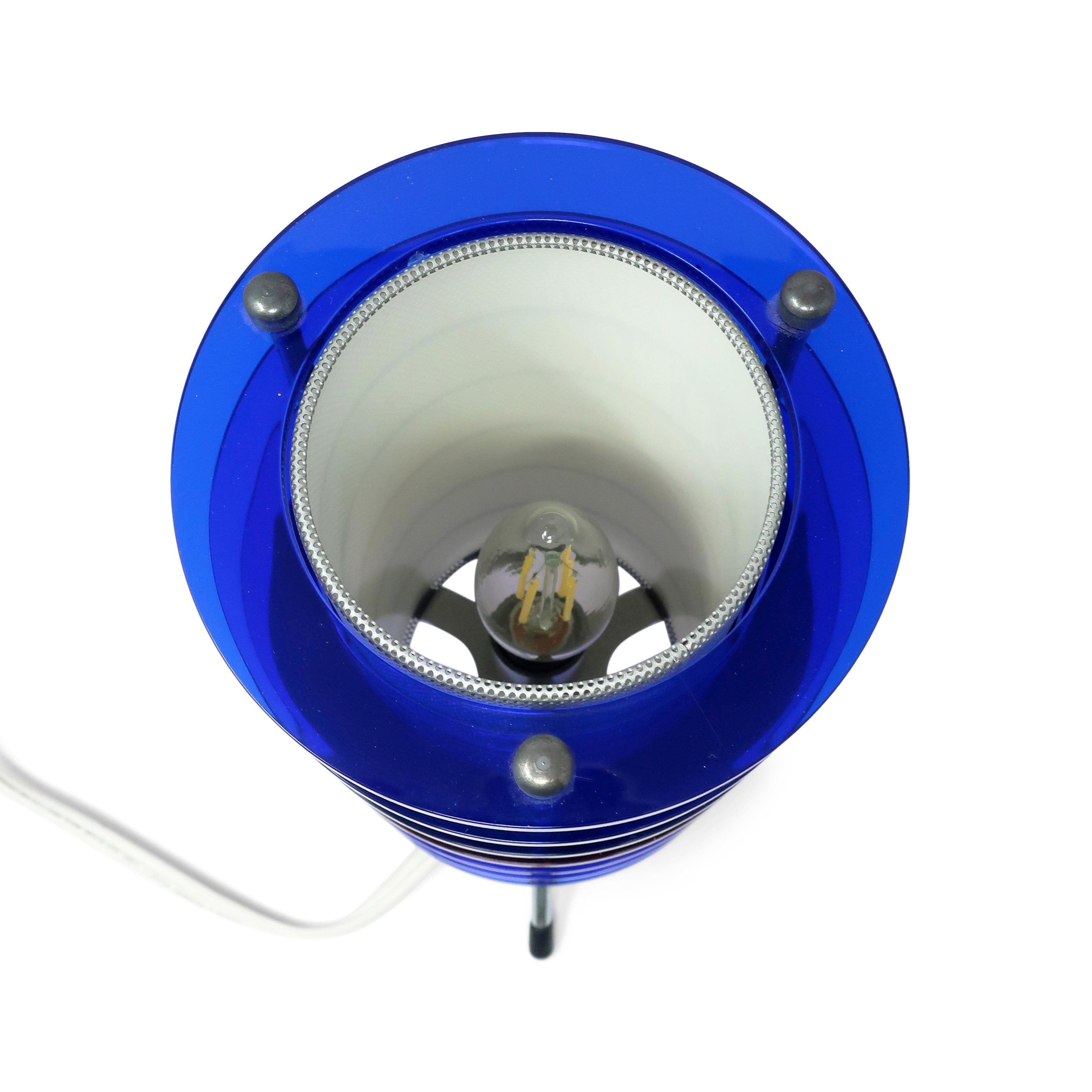 1990s Multicolored Lucite and Chrome Time Tunnel Lamp 1