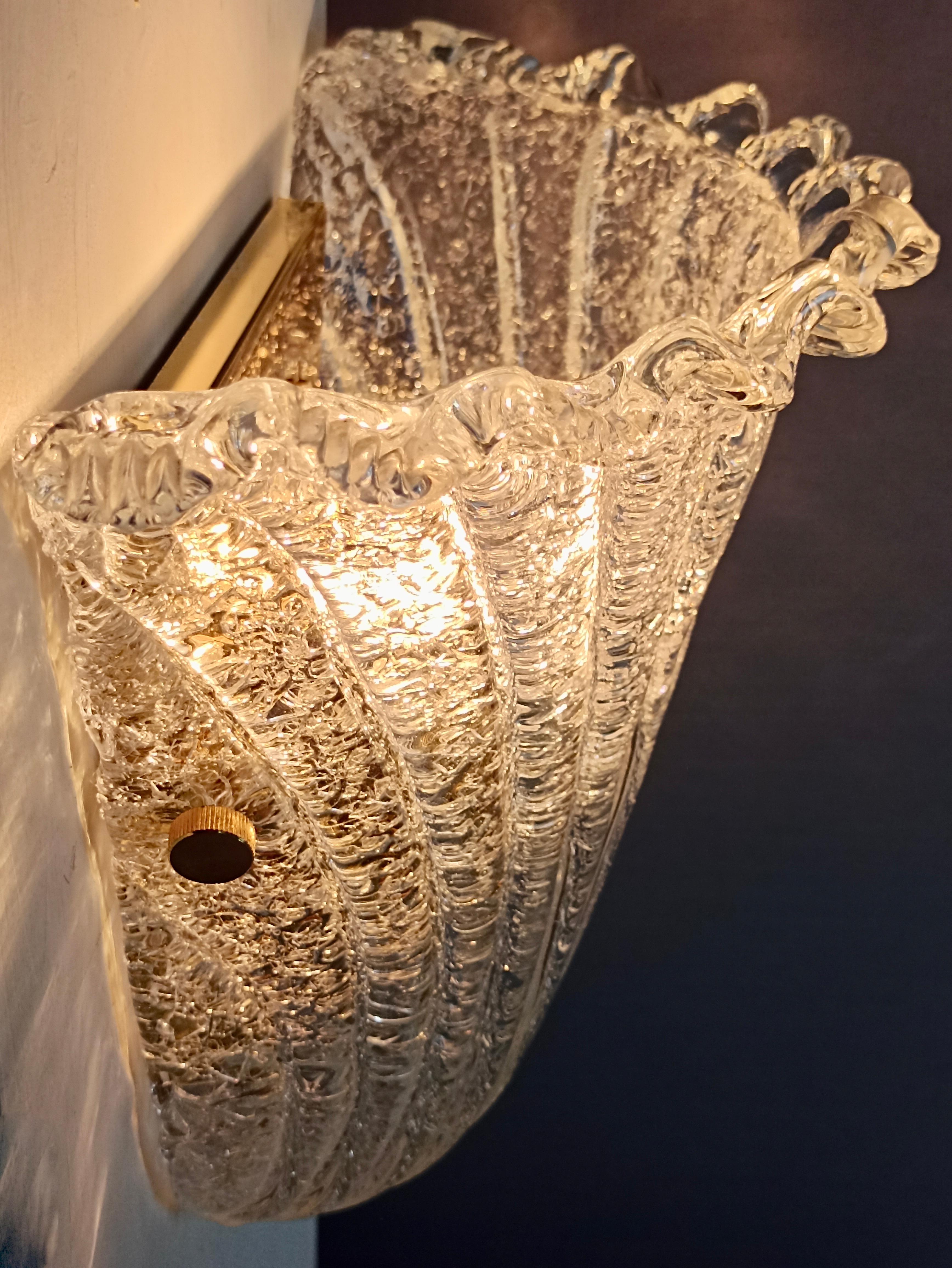 1990s Murano Art Glass Graniglia Single Wall Lamp in the Style of Barovier  4