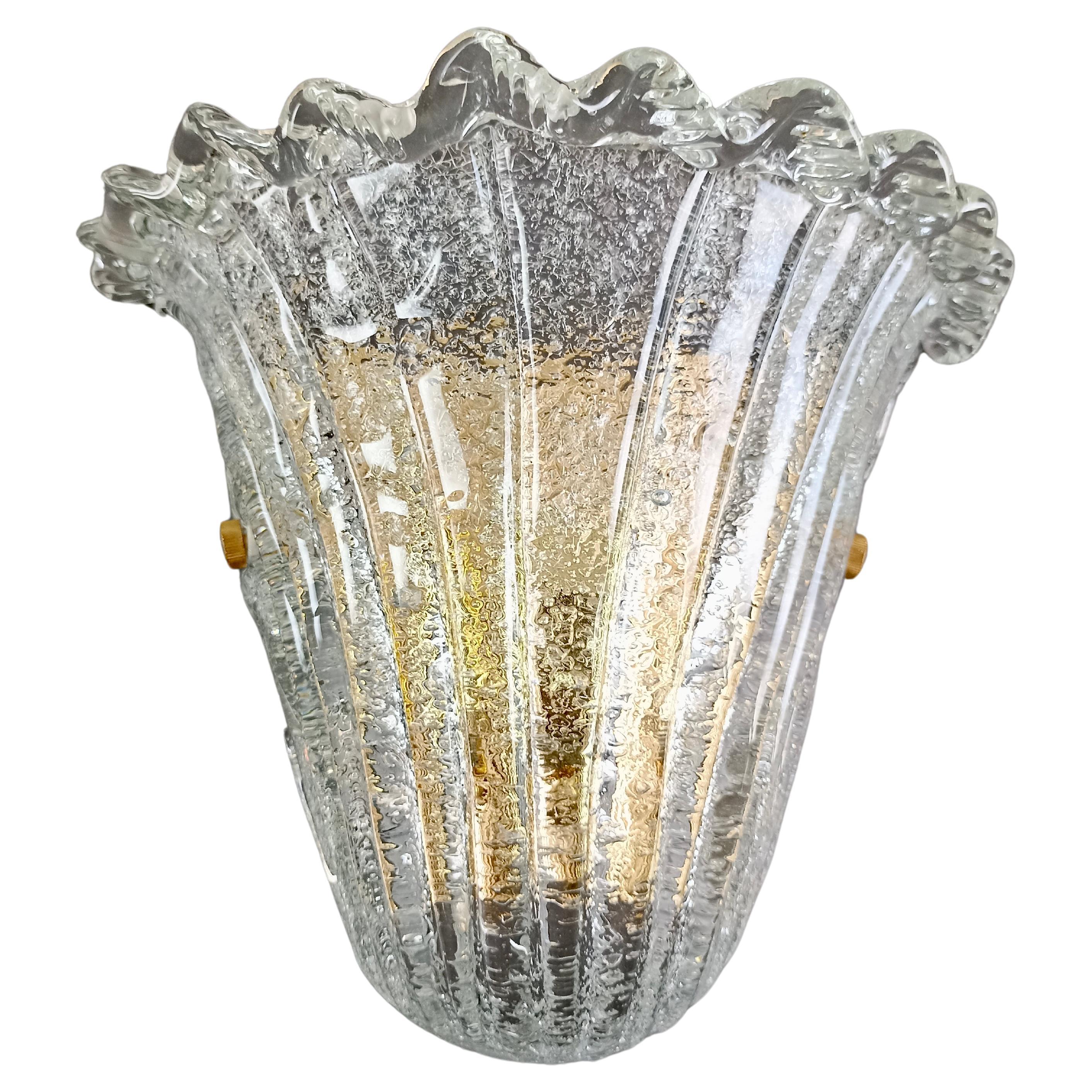 1990s Murano Art Glass Grit Single Wall Lamp in the Style of Barovier