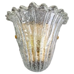 1990s Murano Art Glass Grit Single Wall Lamp in the Style of Barovier 