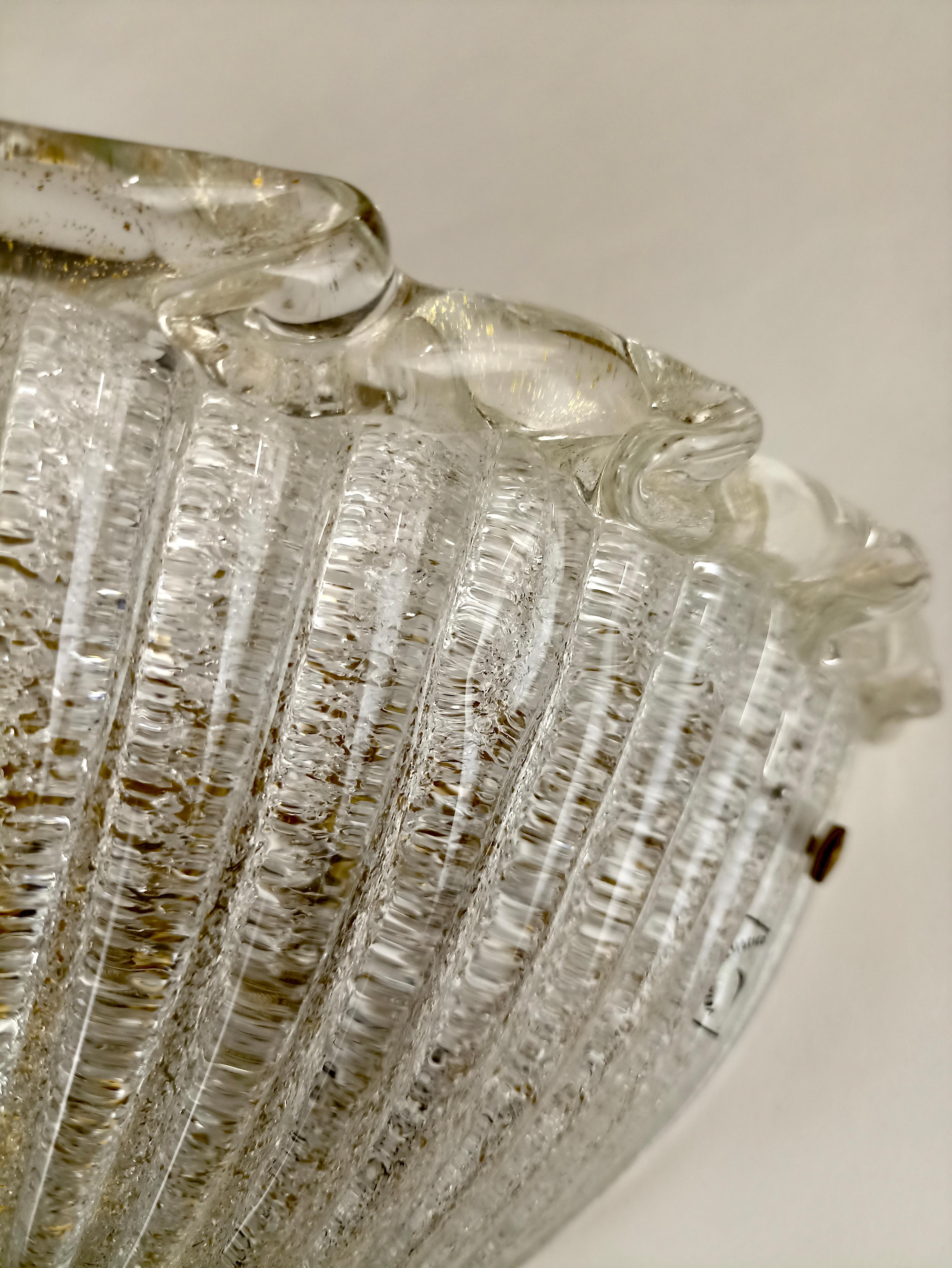 1990s Murano art Graniglia glass pair of Barovier style large wall lamps. 2