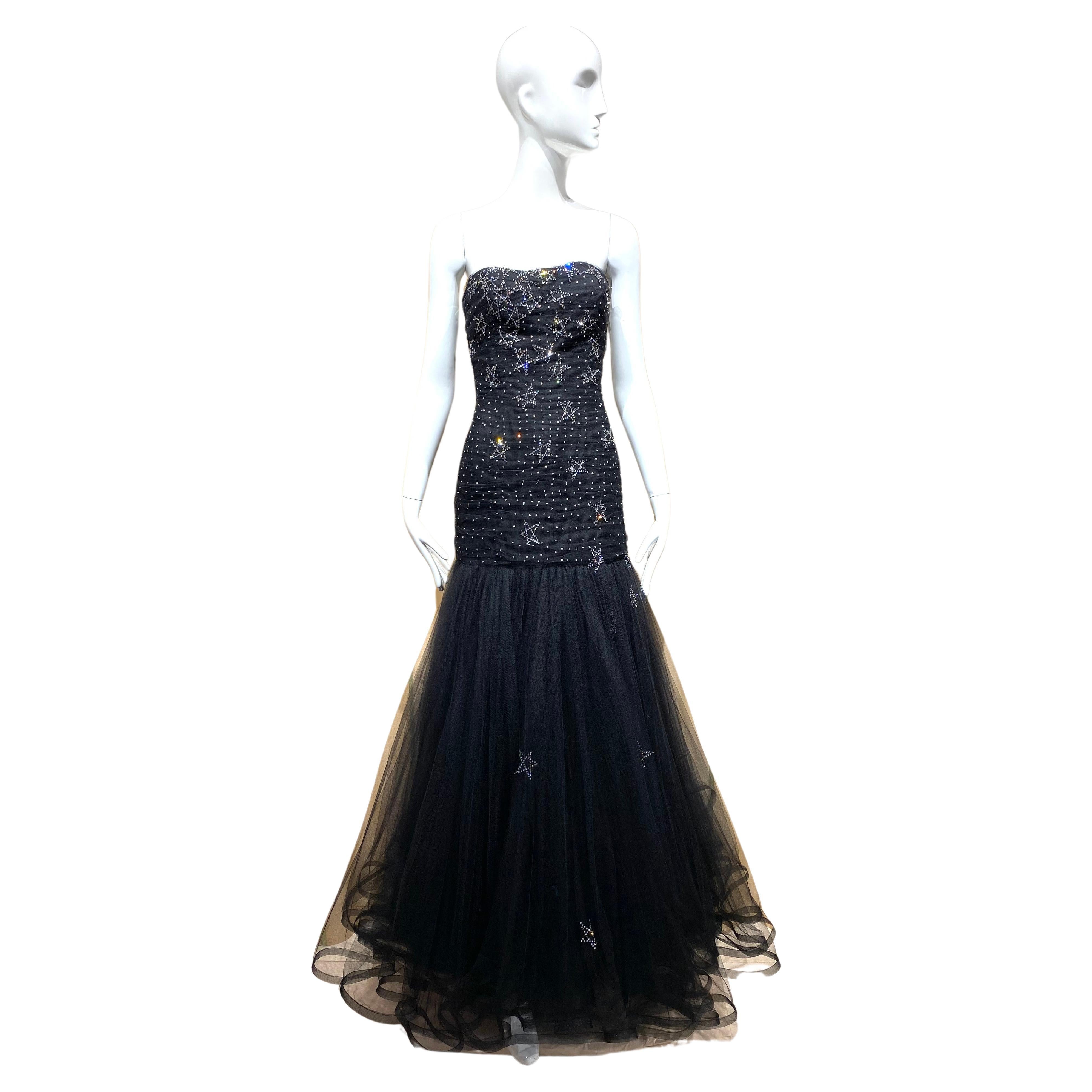 1990s Murray Arbeid Strapless Tulle Gown  For Sale