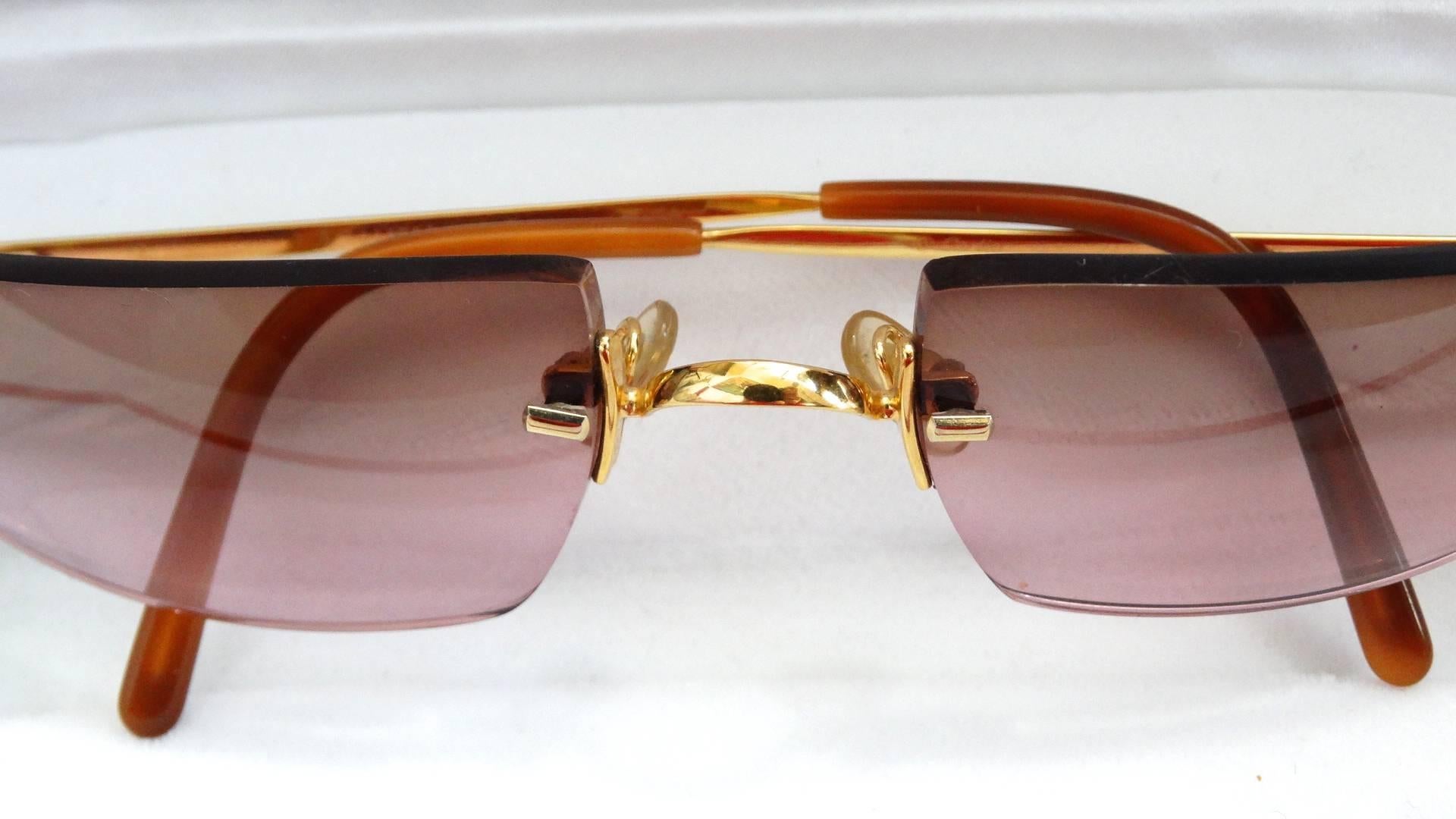 1990s Must De Cartier Pink Ombre Rimless Sunglasses  In Excellent Condition In Scottsdale, AZ