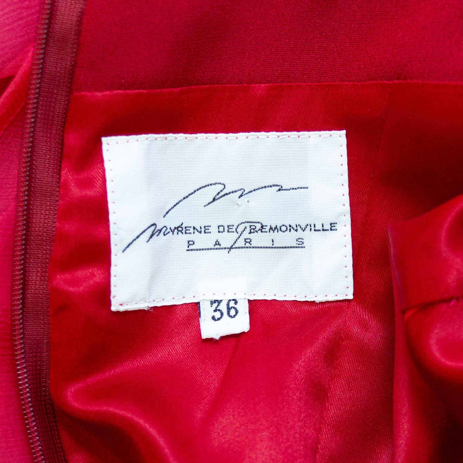 Women's 1990's Myréne de Prémonville Rhinestone Studded Coral Chiffon Dress For Sale