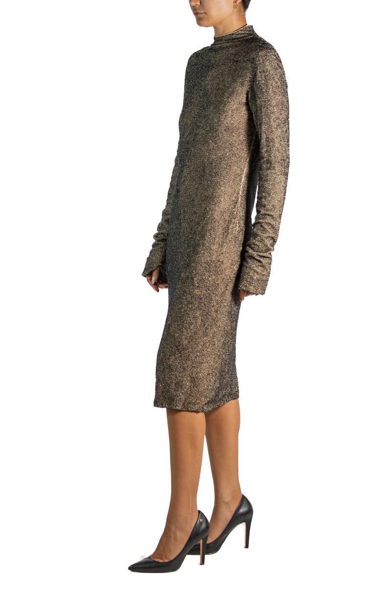 Brown 1990S Narciso Rodrigo Black & Beige Hand Beaded Rayon Silk Gown For Sale