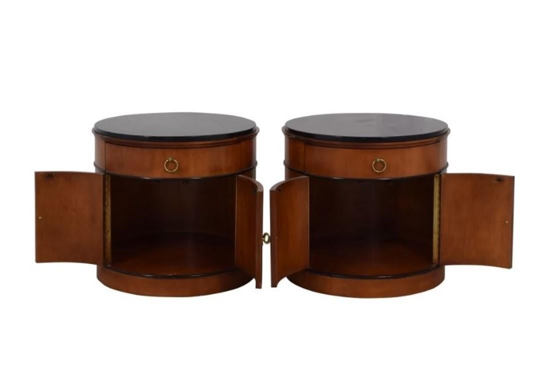 American 1990's National Mt. Airy Biedermeier Style Drum Tables For Sale