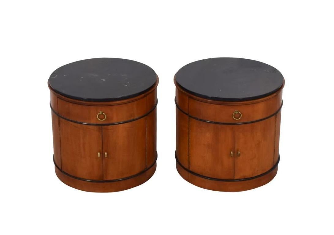 Hand-Crafted 1990's National Mt. Airy Biedermeier Style Drum Tables For Sale