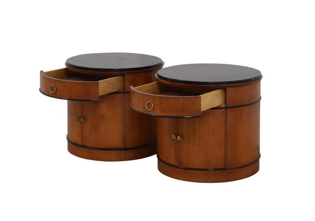 Late 20th Century 1990's National Mt. Airy Biedermeier Style Drum Tables For Sale