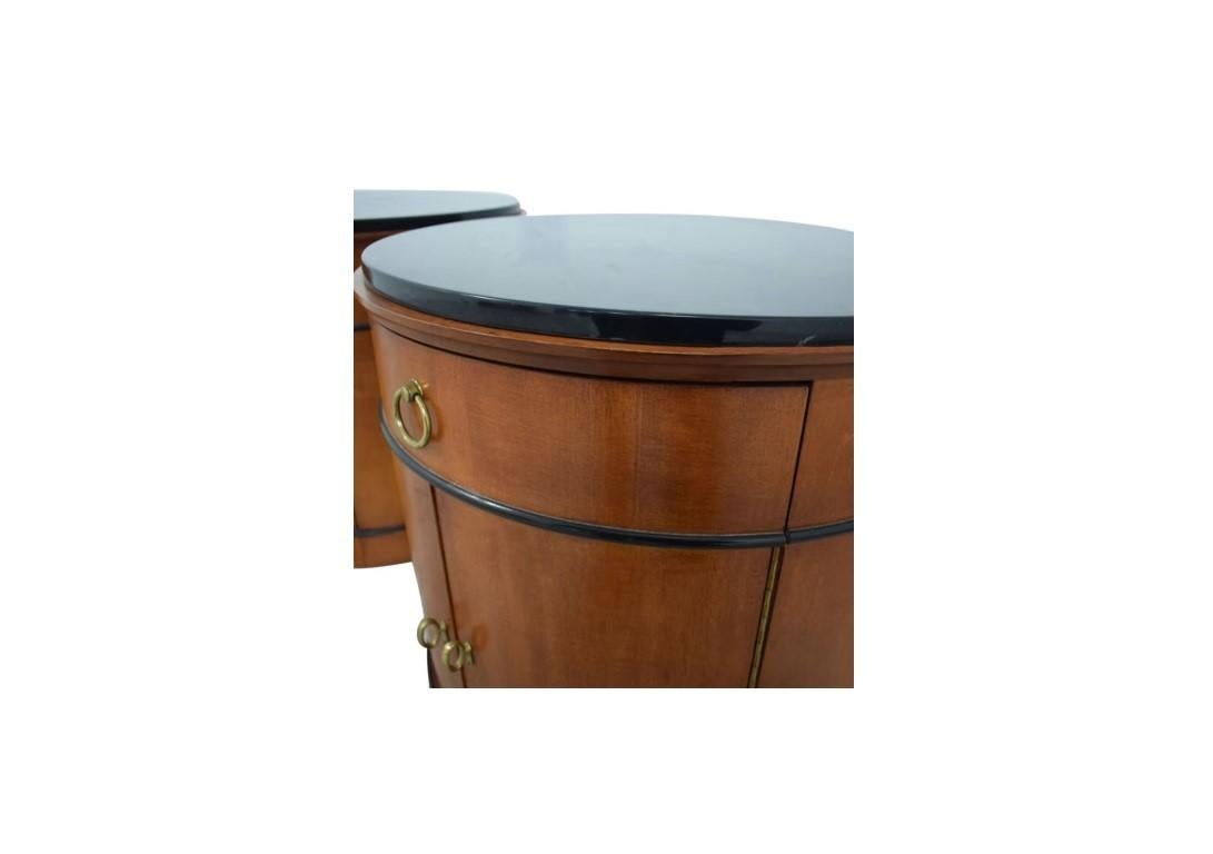 Brass 1990's National Mt. Airy Biedermeier Style Drum Tables For Sale