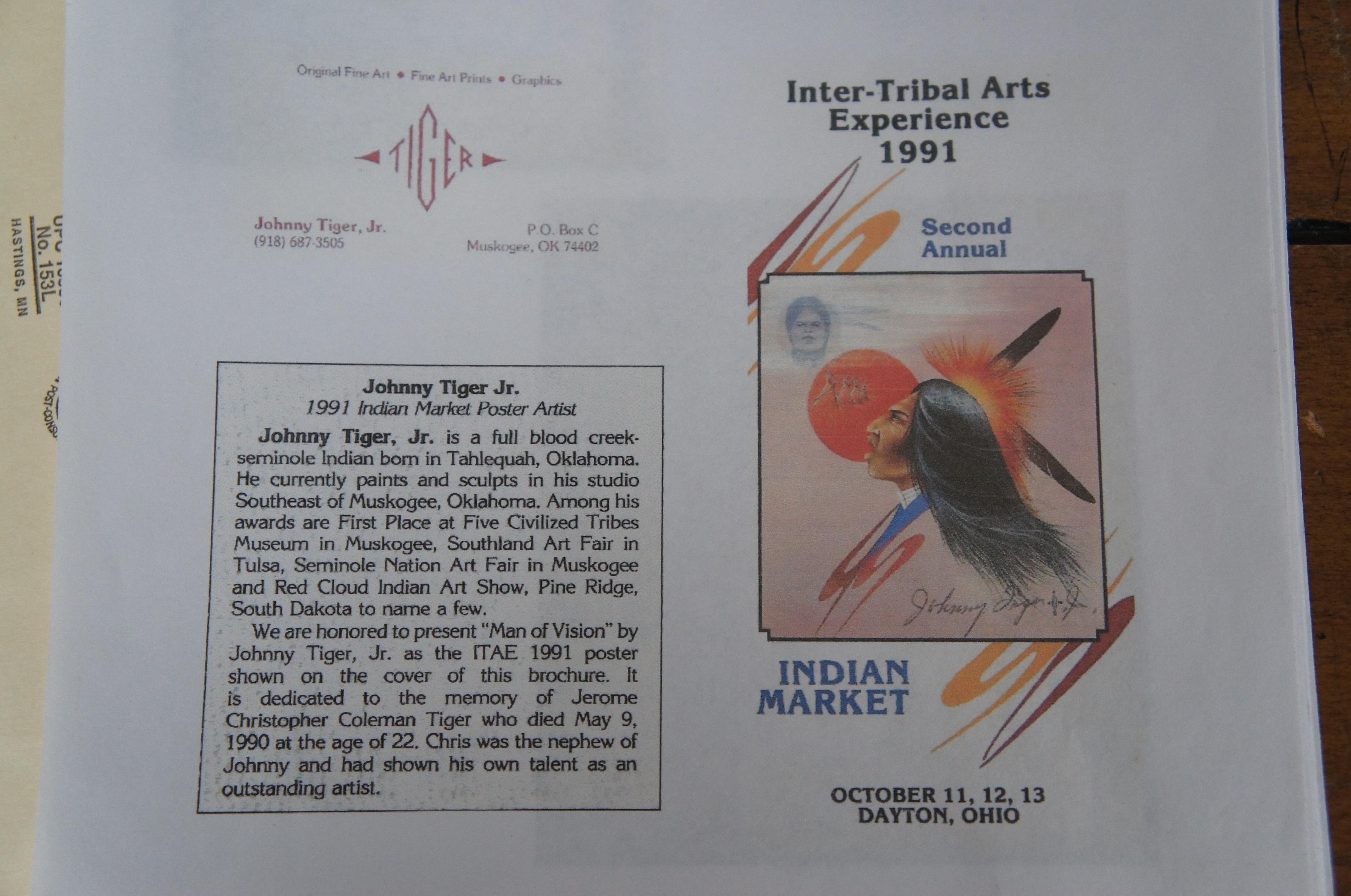 1990s Native American Johnny Tiger Jr Man of Vision Indian Print 28
