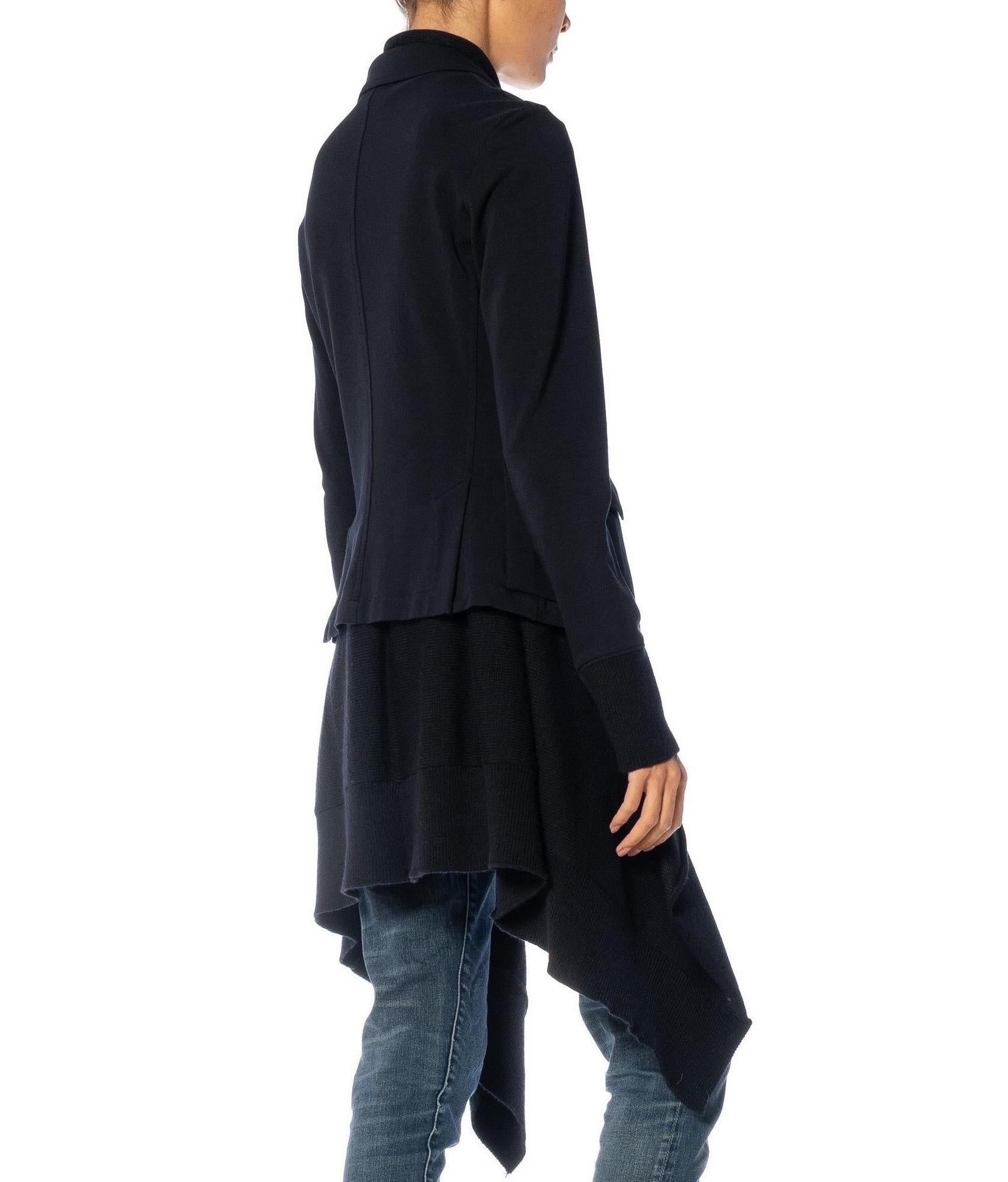 1990S Navy Blue Cotton Coat With Knitted Wool Lining For Sale 6