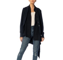 1990S Navy Blue Cotton Coat With Knitted Wool Lining