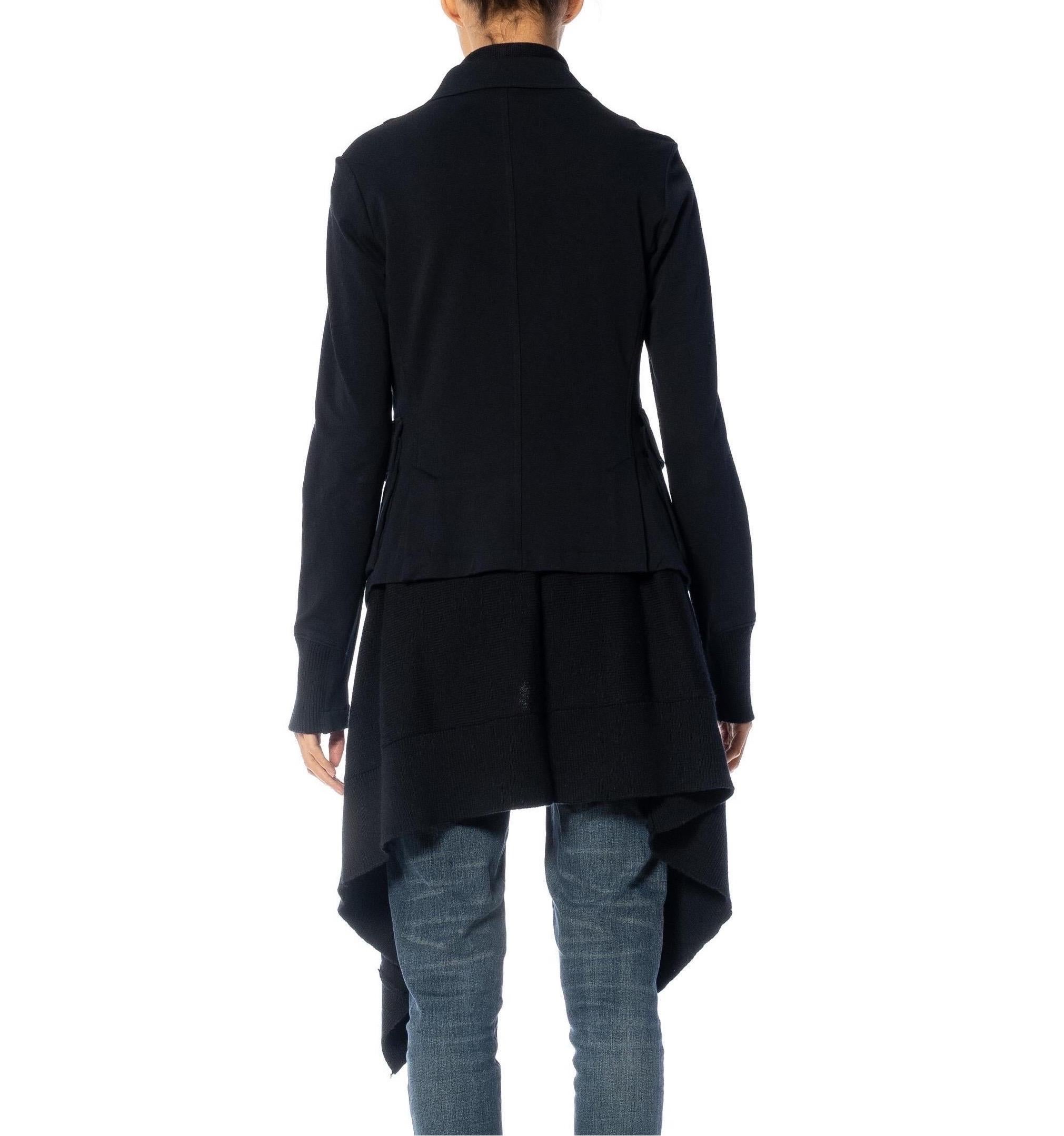 1990S Navy Blue Cotton Coat With Knitted Wool Lining For Sale 5