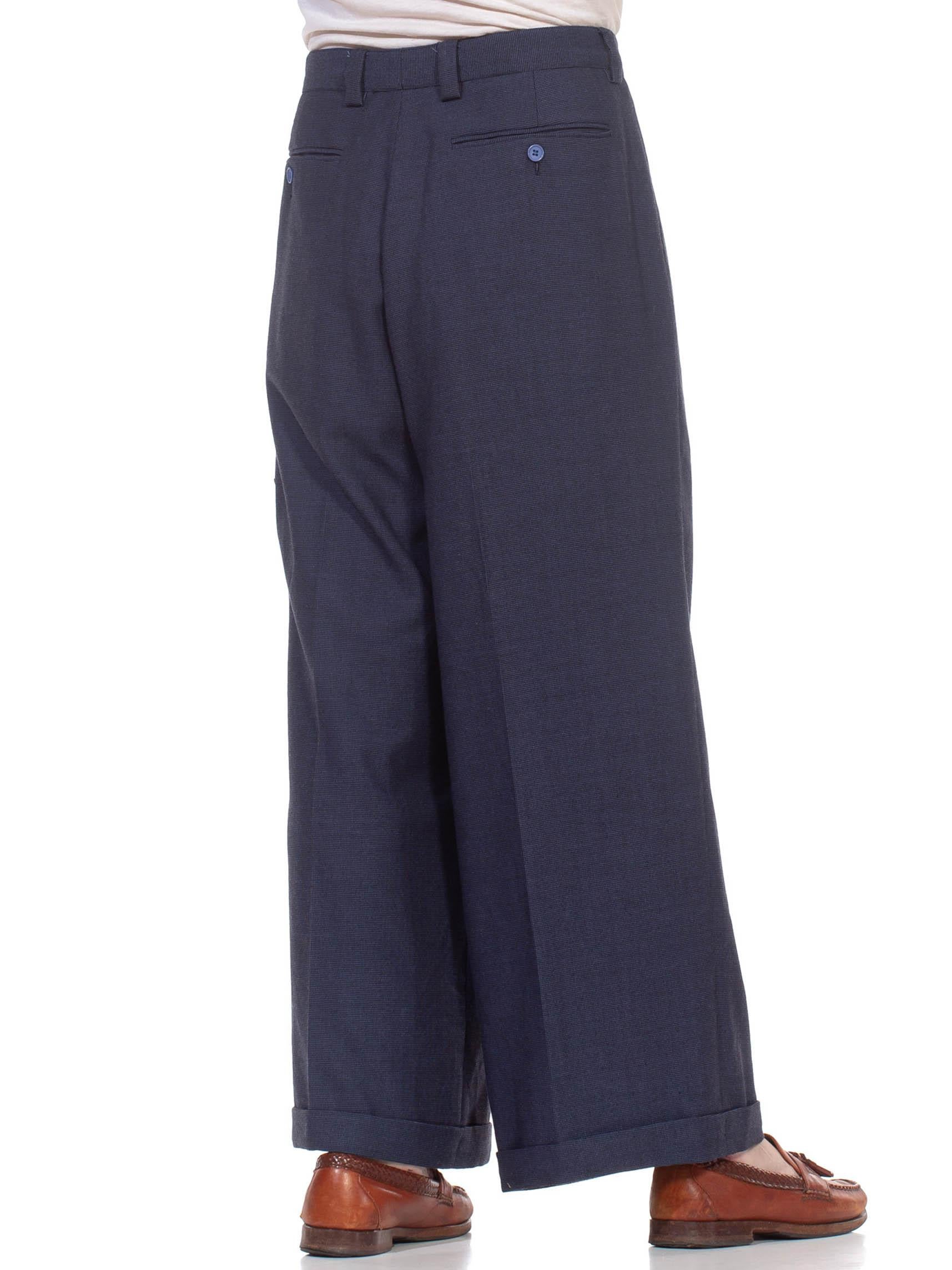 1990S Navy Blue Carmel Zhao Very Wide Leg Men's Pants For Sale 1