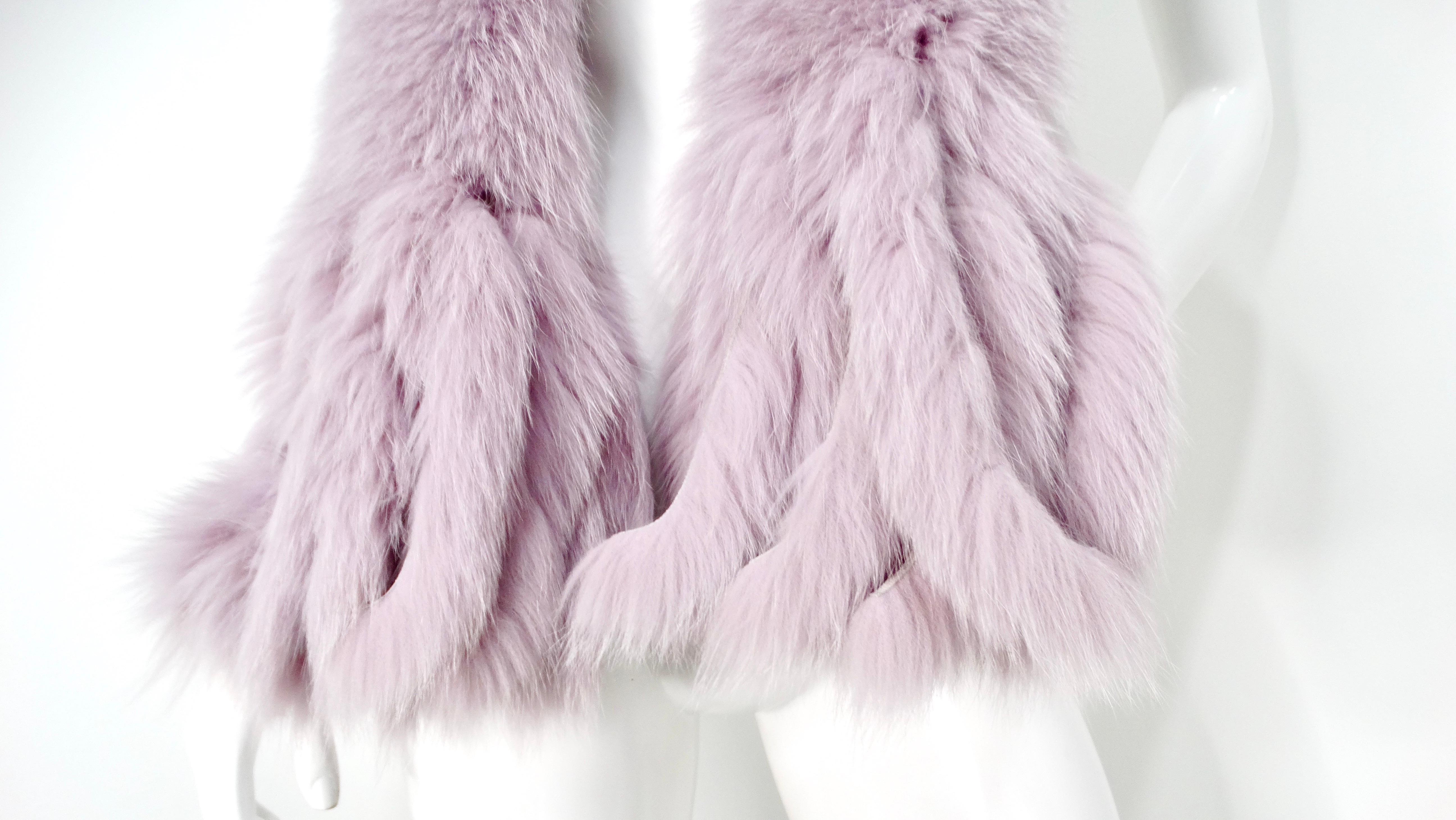 Gray 1990s Neiman Marcus Blush Purple Dyed Fox Fur Scarf For Sale