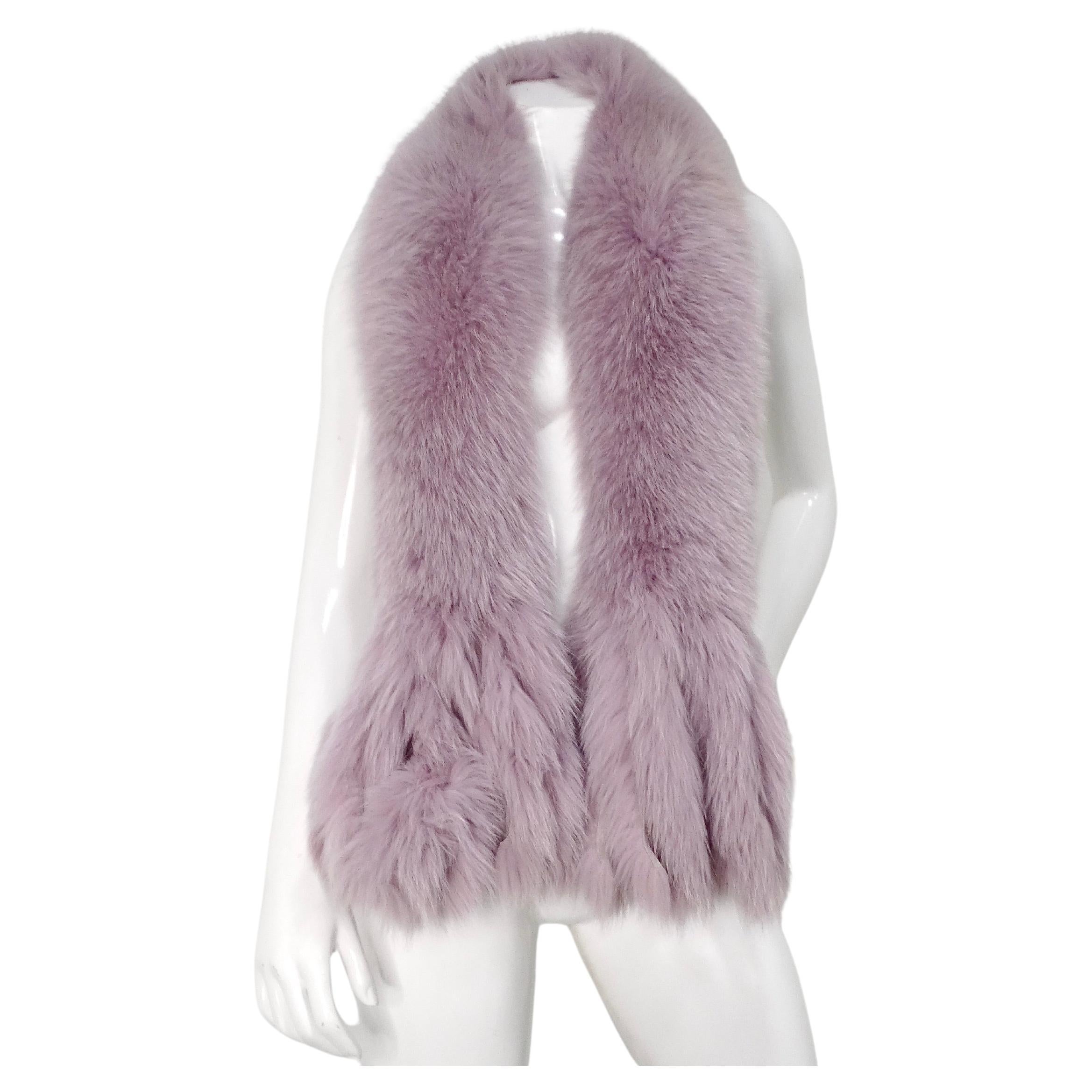 1990s Neiman Marcus Blush Purple Dyed Fox Fur Scarf For Sale