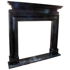 1990s Neoclassical Style Antique Black Marble Fireplace