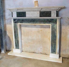 1990s Neoclassical Style Green and White Marble Fireplace