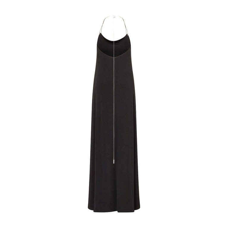 1990s Nicole Farhi Black Jersey Slip Dress With Chain Neckline