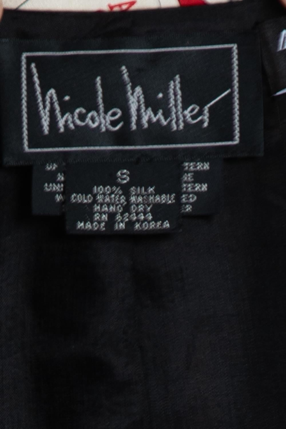 1990S Nicole Miller Red White & Blue Silk Card Print Blazer For Sale 4