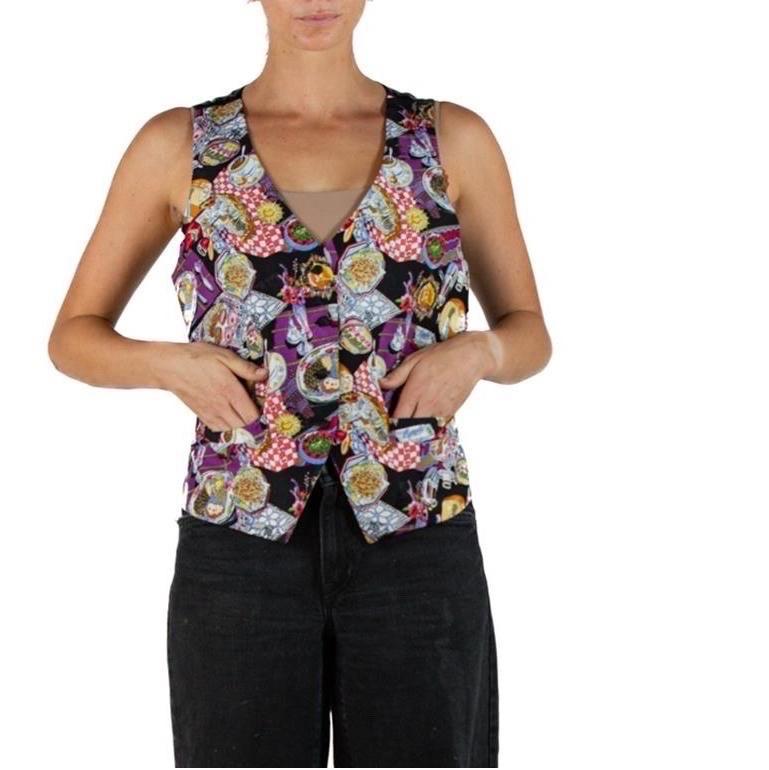 Gilet imprimé restaurant italien Nicole Miller, années 1990 en vente 2