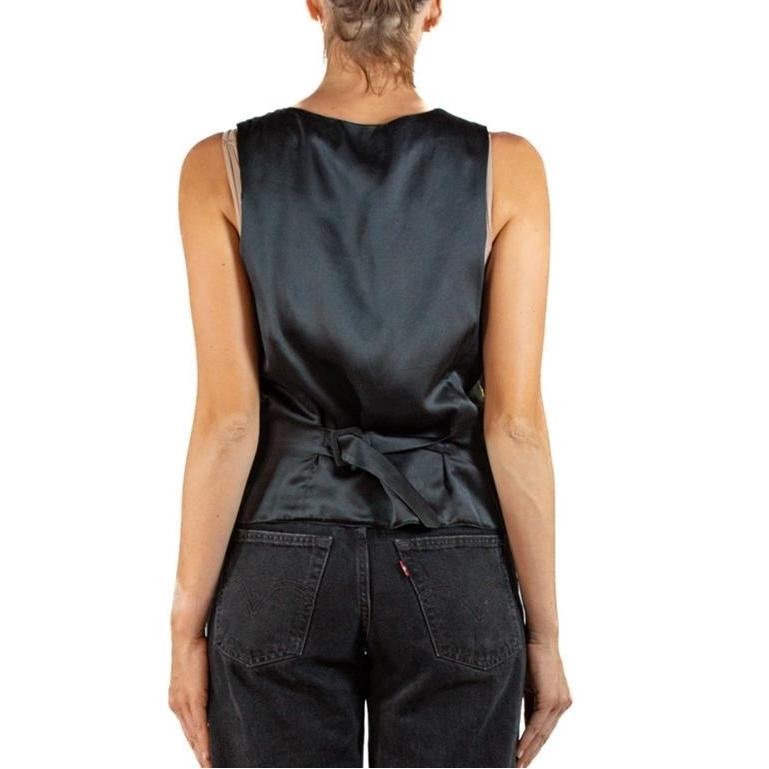 1990er Nicole Miller Seide Weste mit Weltreisender-Druck im Angebot 2