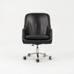 1990s Nicos Zographos Alpha Bucket Executive Chair in Leather w/ Polished Base