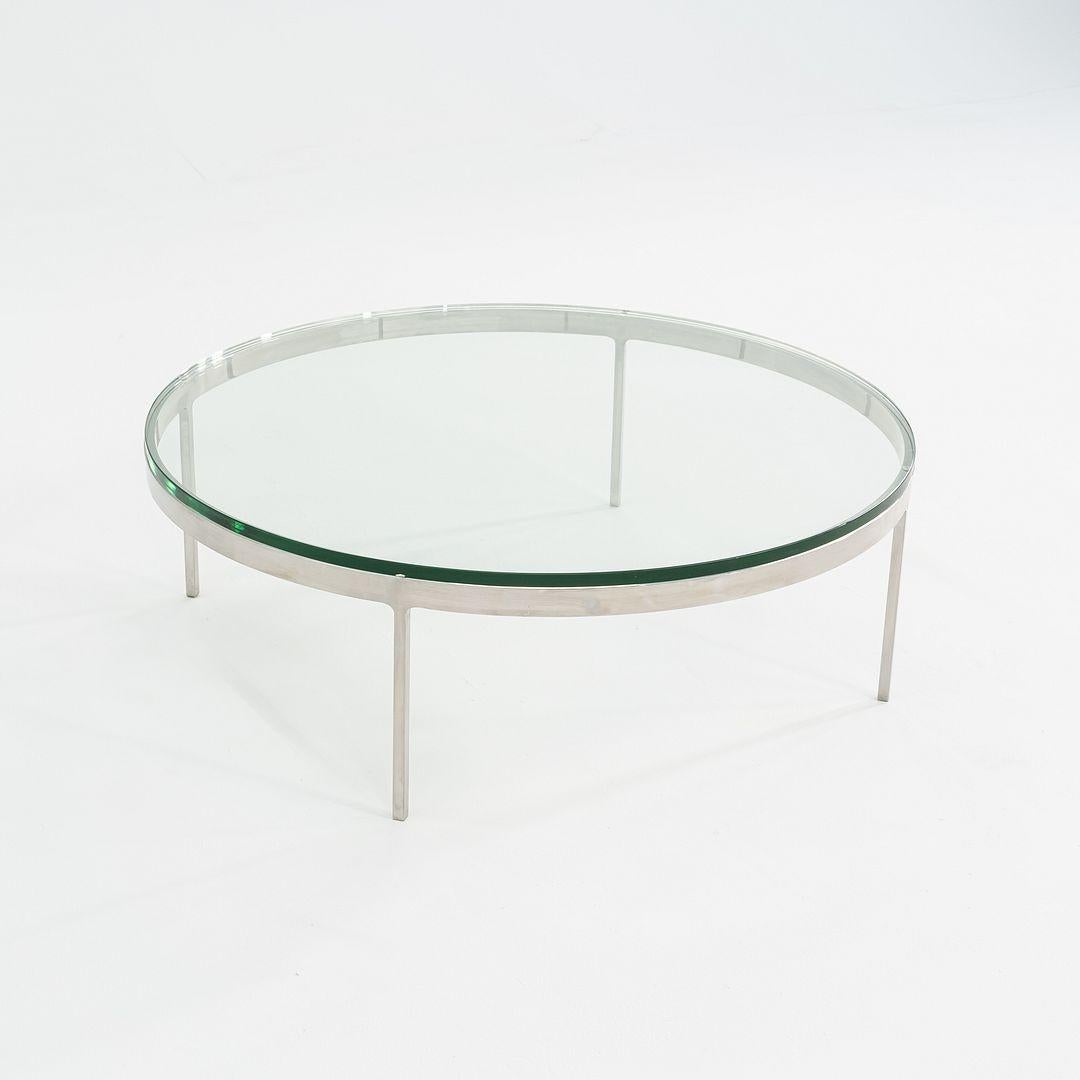 1990er Nicos Zographos Couchtisch aus poliertem Edelstahl und Glas TA.35.42G im Angebot 5