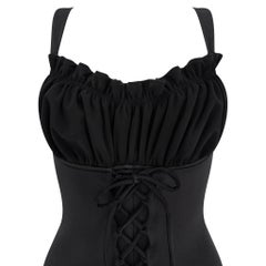 Maillot de bain une pièce à volants et à lacets noir Norma Kamali des années 1990