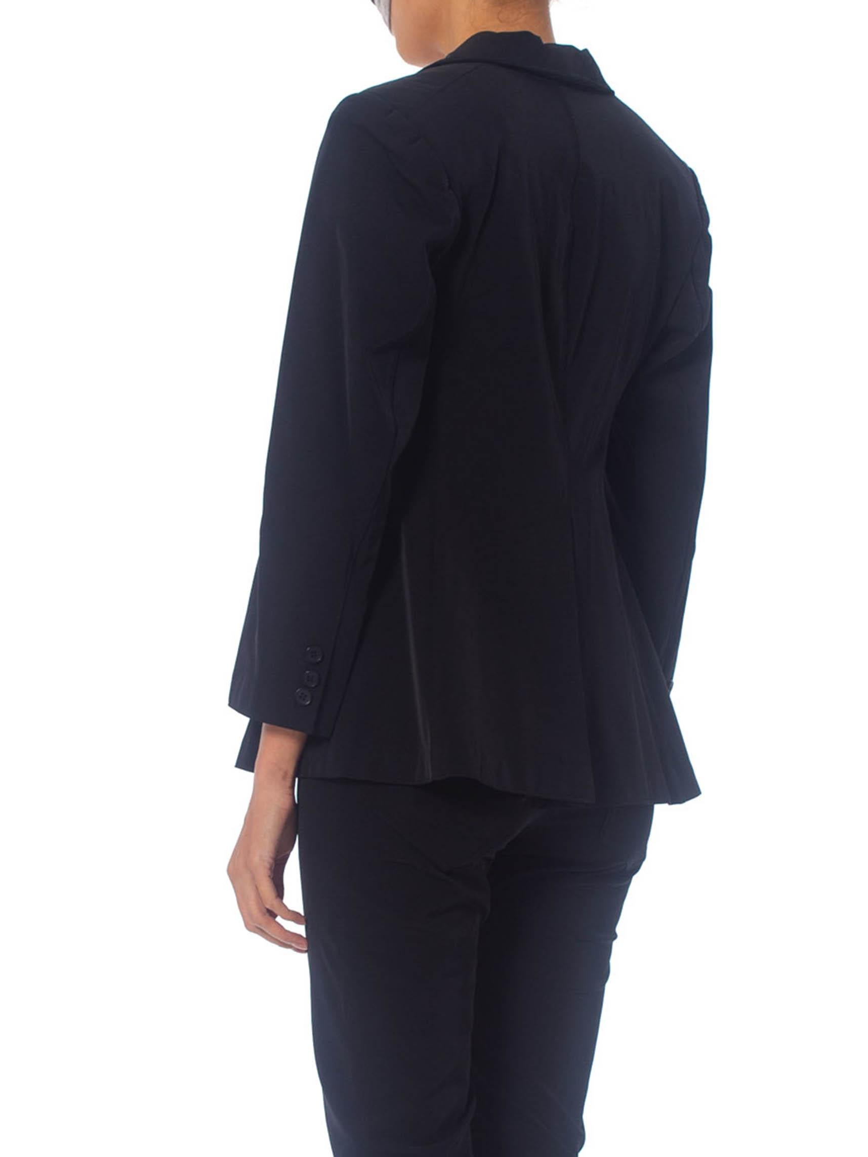 1990'S NORMA KAMALI Black Poly/Lycra Classic Peak Lapel  Pant Suit From Kamali' For Sale 3