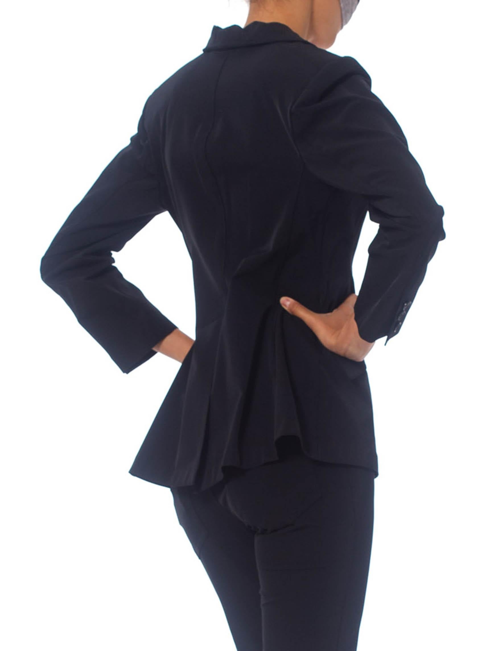 1990'S NORMA KAMALI Black Poly/Lycra Classic Peak Lapel  Pant Suit From Kamali' For Sale 1