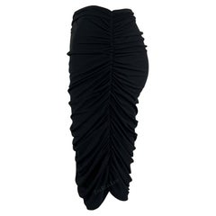 1990s Norma Kamali Black Ruched Stretch Bodycon Skirt