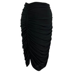 1990 Norma Kamali - Gonna Bodycon nera elasticizzata con increspatura