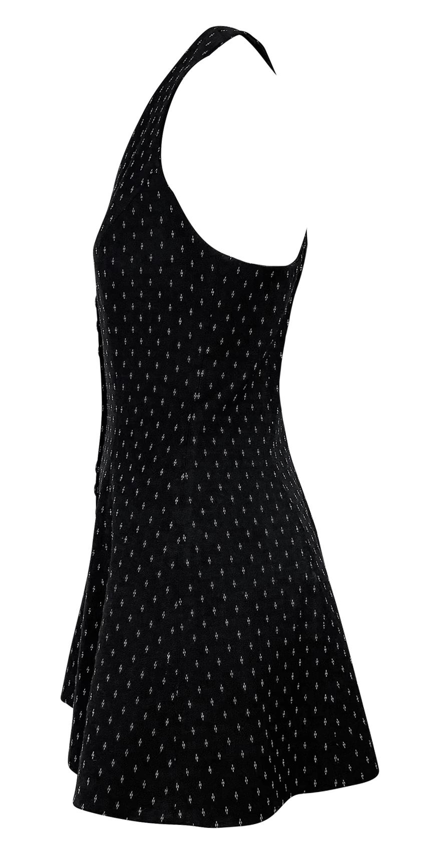 1990s Norma Kamali Negro Blanco Detalle de Puntadas Mini Vestido de Tirantes sin Mangas en Excelente Estado en West Hollywood, CA