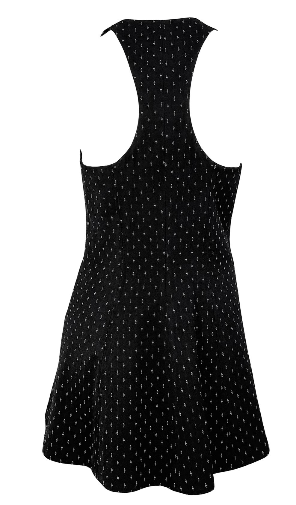 De las mujeres 1990s Norma Kamali Negro Blanco Detalle de Puntadas Mini Vestido de Tirantes sin Mangas
