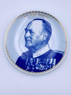 1990s Norwegian King OLAV V Commemorative Plate "ALT FOR NORGE"